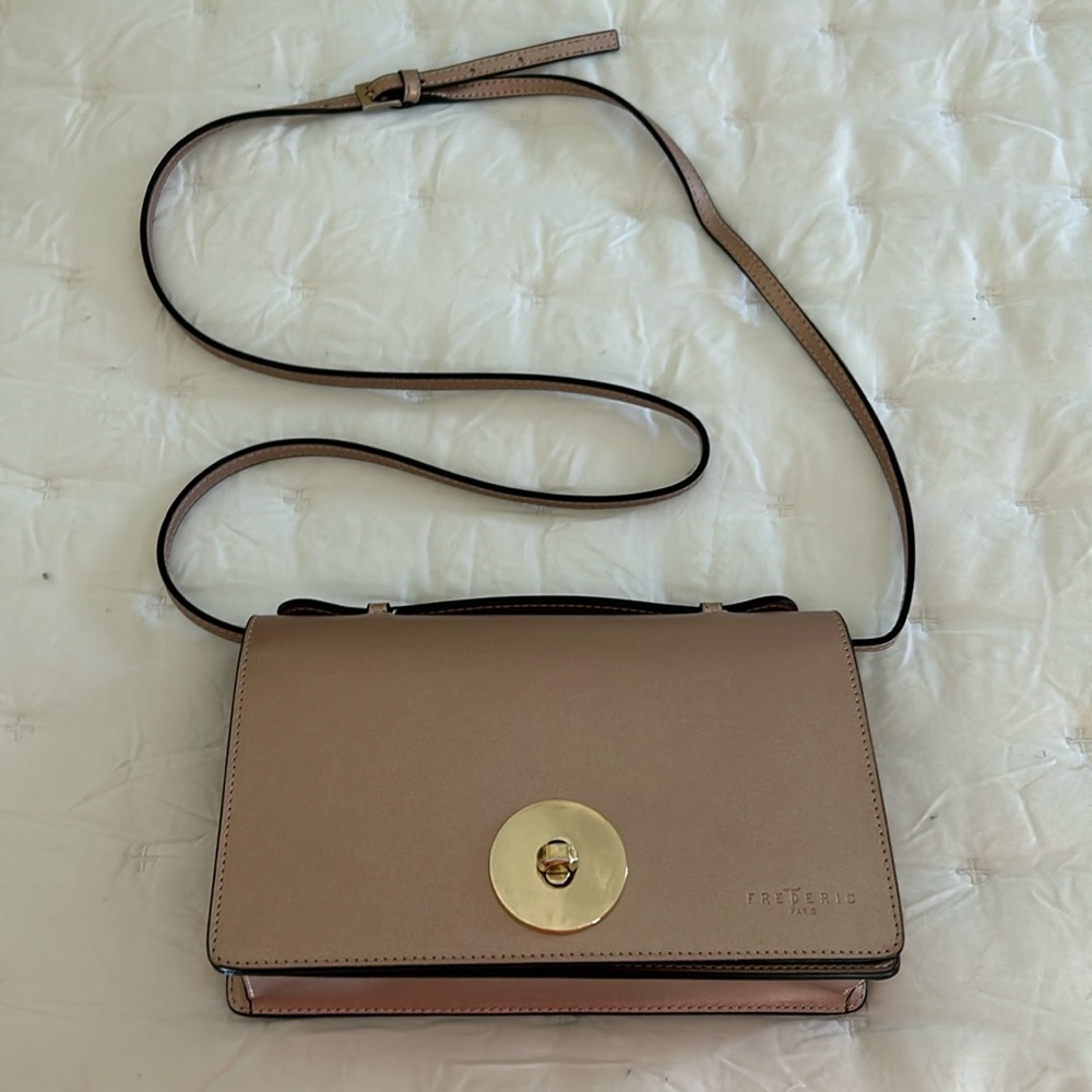 Frederic Paris rose gold leather crossbody bag